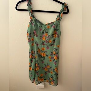 All in Favor Green Floral Mini Dress
